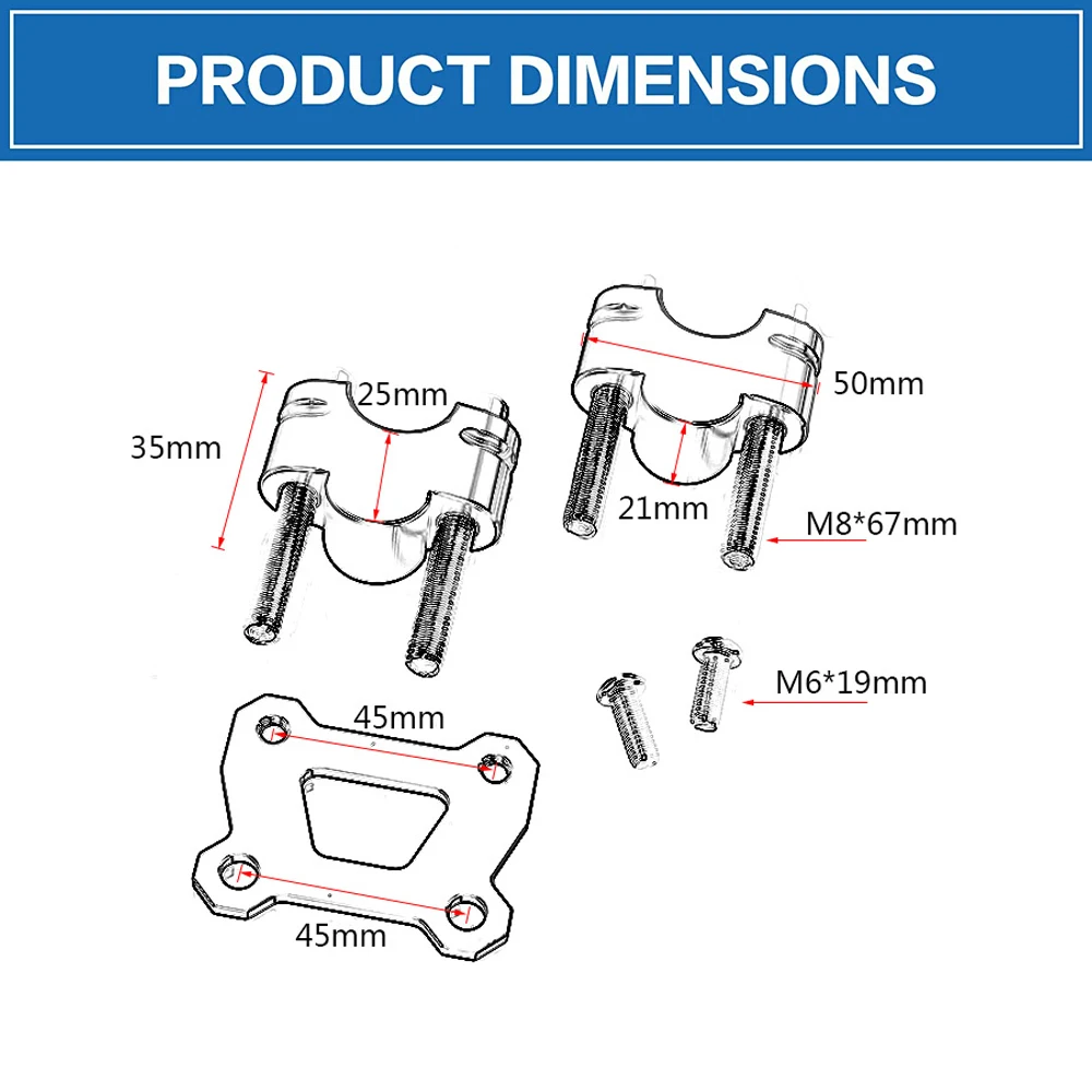 MT07 Handlebar Riser Handle Bar Adapter Mount Clamp 25mm For Yamaha  FZ-07 FZ07 MT 07 Tracer 700 Moto Cage 2014-2020 Motor