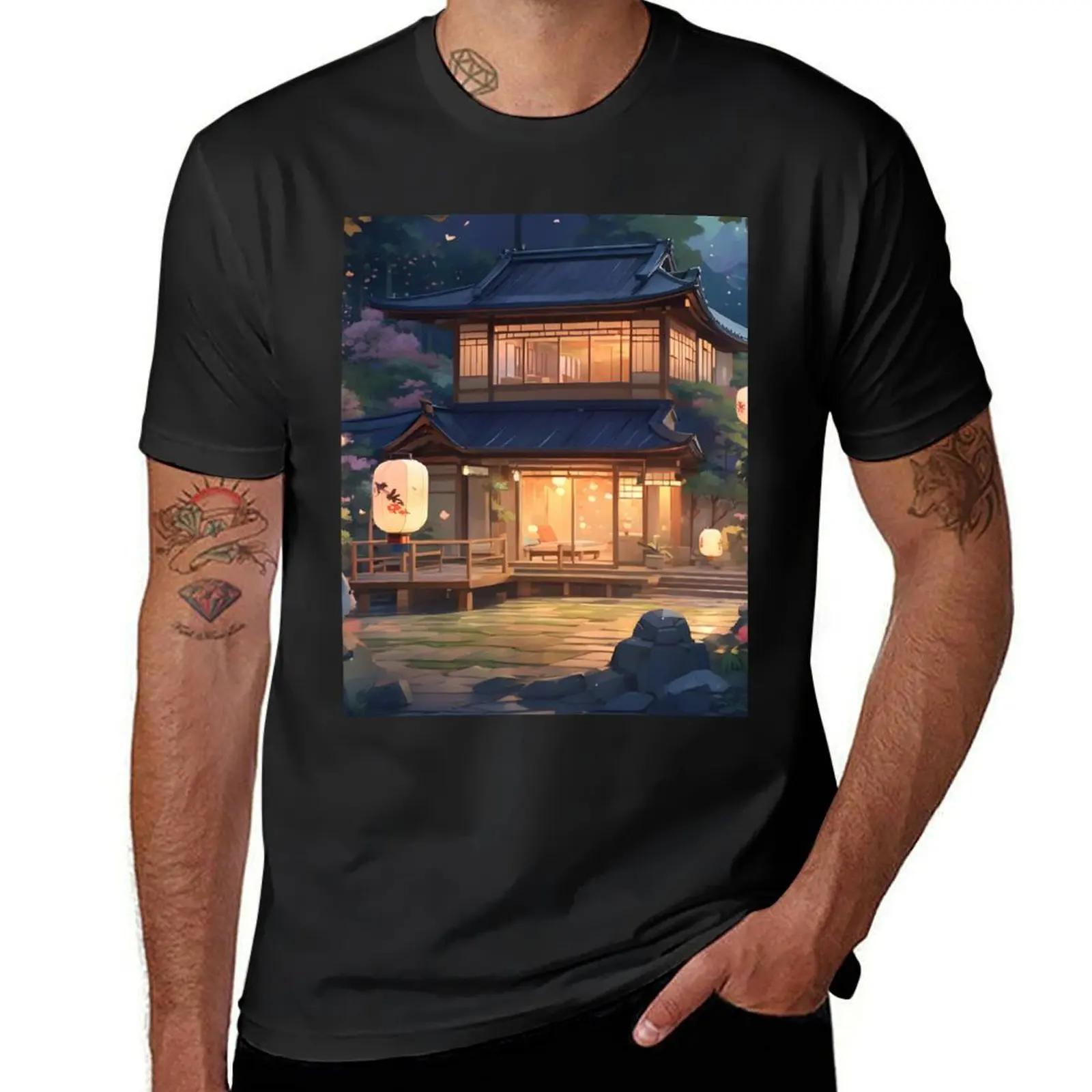 Ancient Japanese Architecture: Tranquil Japanese Village T-Shirt oversizeds boys animal print animal prinfor boys Men's t-shirt