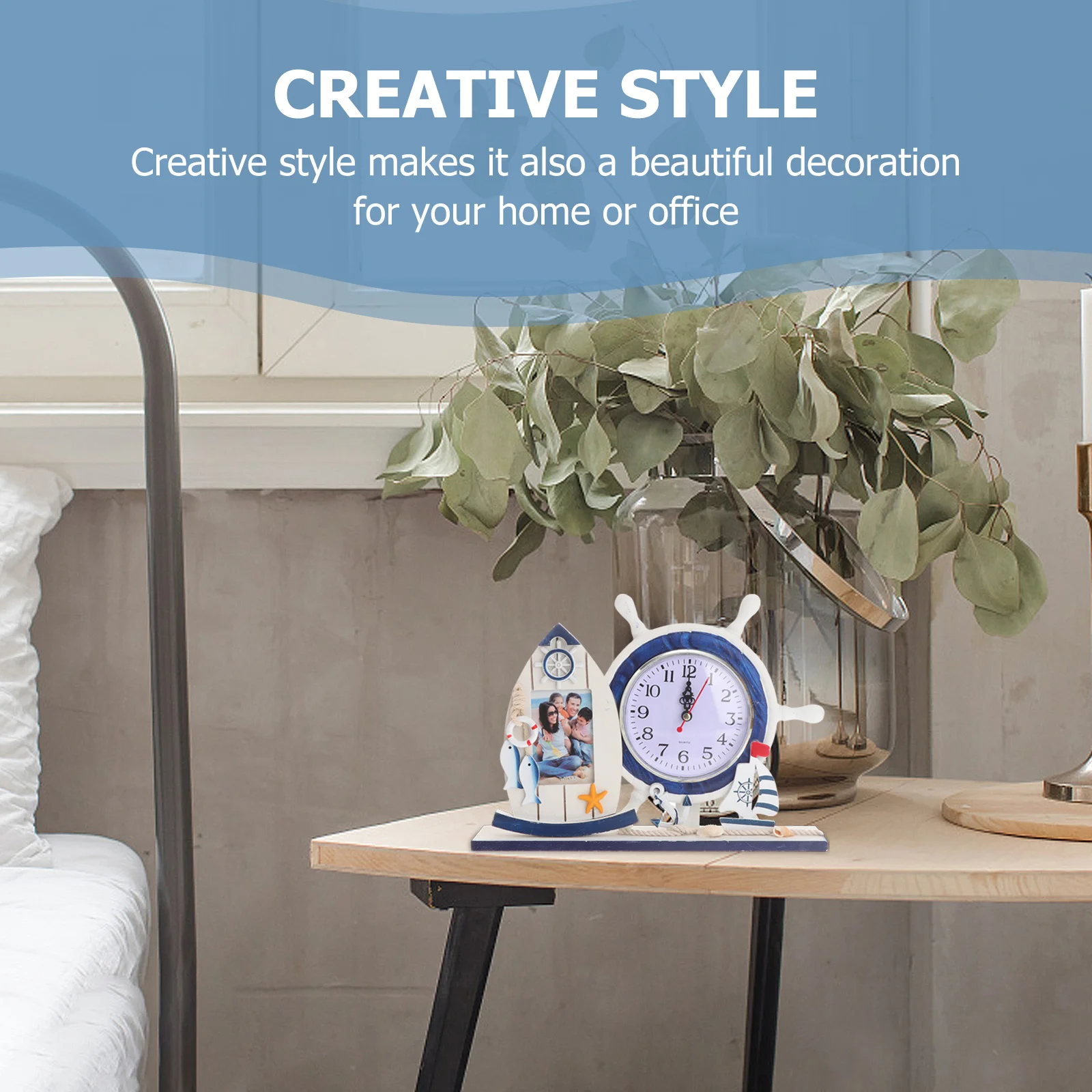 

Desktop Clock With Photo Frame Creative Bedside Tabletop Decor For Home Office European Style Household Students Fashion Clock