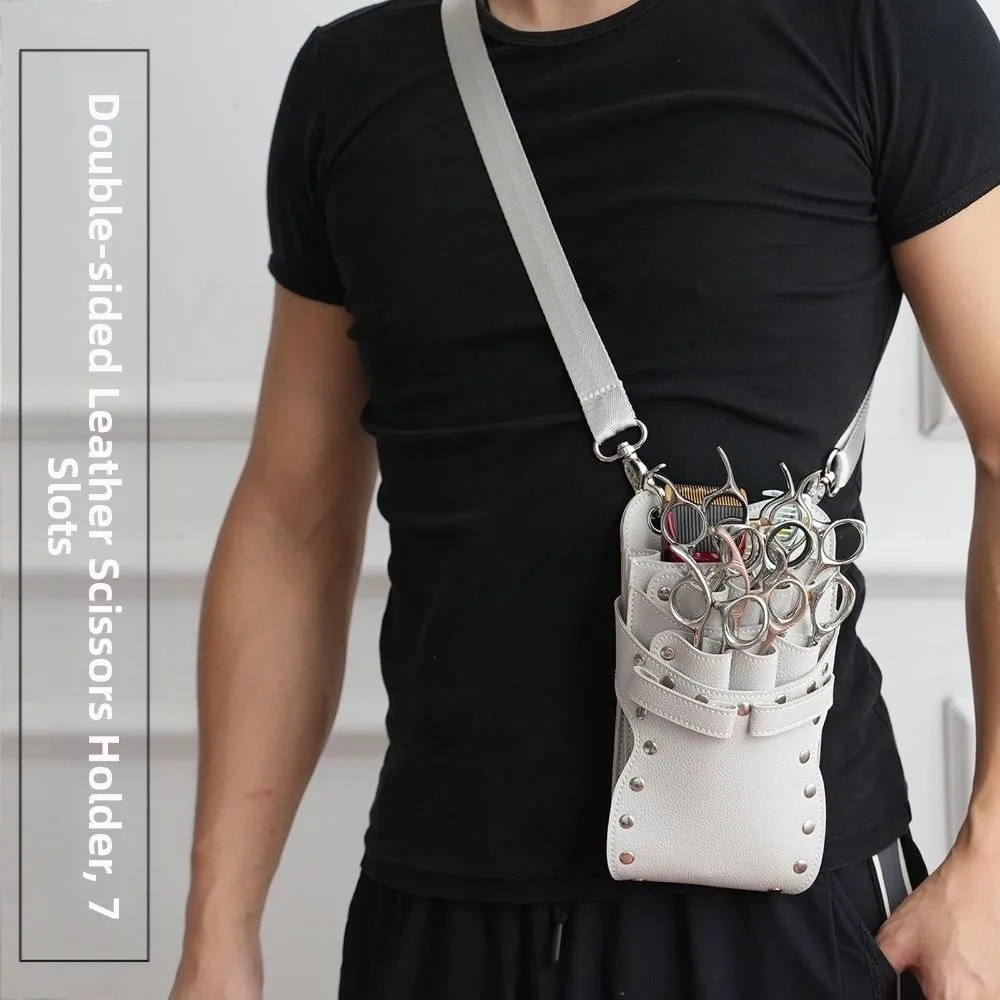 

Сумка для парикмахерских ножниц из искусственной кожи, большая вместимость, прочная поясная сумка для парикмахера, расческа для домашних животных, сумка для ножниц, ножницы через плечо, инструмент
