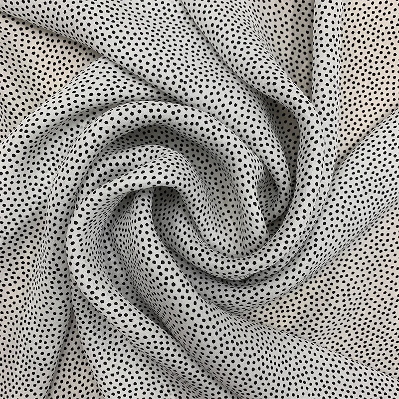 

1 meter 100% Mulberry Silk 16 momme Georgette Silk Fabric White Point Printed 140cm 55" wide by the yard JX212