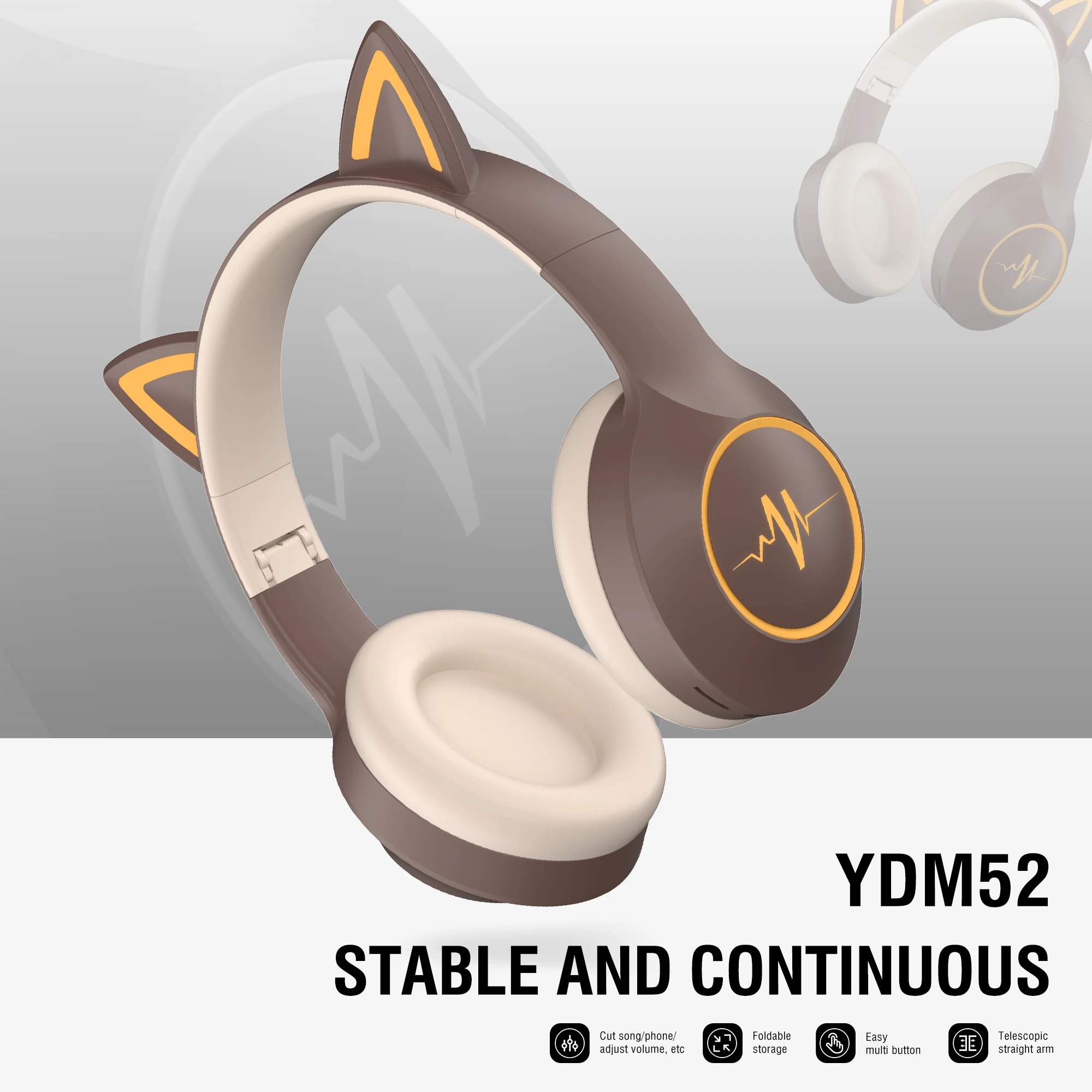 

YDM Wireless Headphones HiFi Stereo Over Ear Bluetooth Headset With Mic Supports TF Card Noise Cancel Earphone For Cellphone PC