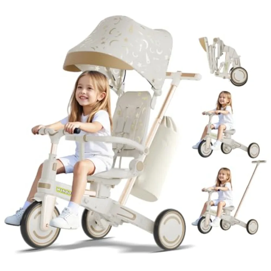 

9-in-1 Push Tricycle for Toddlers 1-3 Years | Convertible Kids Trike with Adjustable Parent Handle & Safety Harness, Lightweight