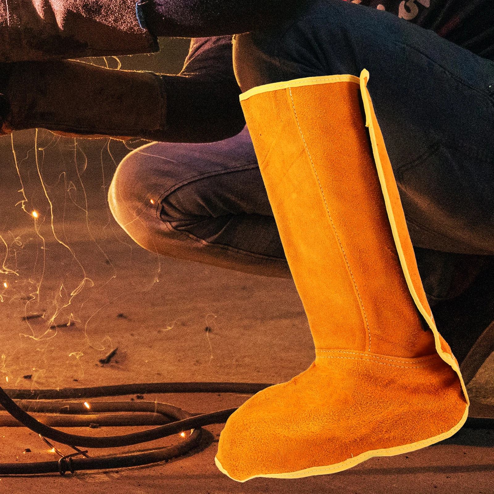 

1 Pair Welding Fireproof Shoe Leg Welder Boot Protective Adult Durable Lightweight Breathable Factory Safety Booties For Men