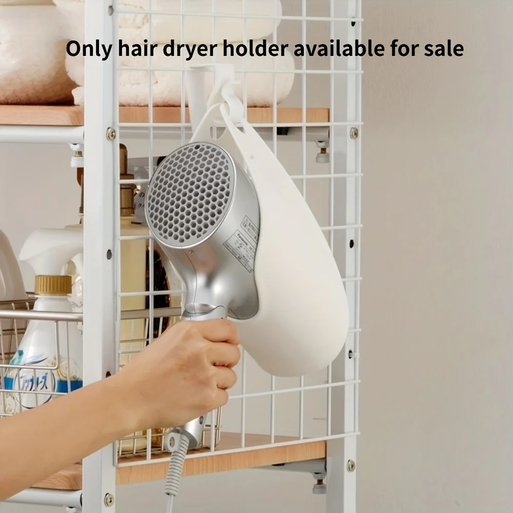 A Drill-Free Hair Dryer Rack, Plastic Bathroom Hair Dryer Hanger, Wall Hanging Bag, Convenient for Organizing Bathroom Tools