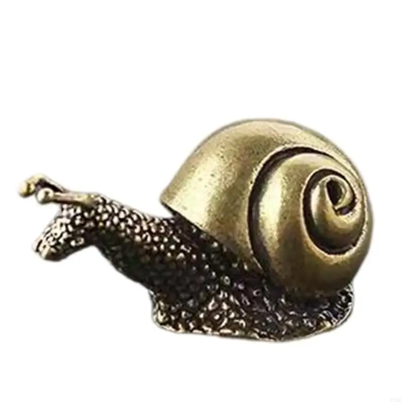 Miniature Snail Statue Antique Alloy Ornament Desktop Display Piece Teas Ceremony Companion Artistics Home Decors Gift X3UC