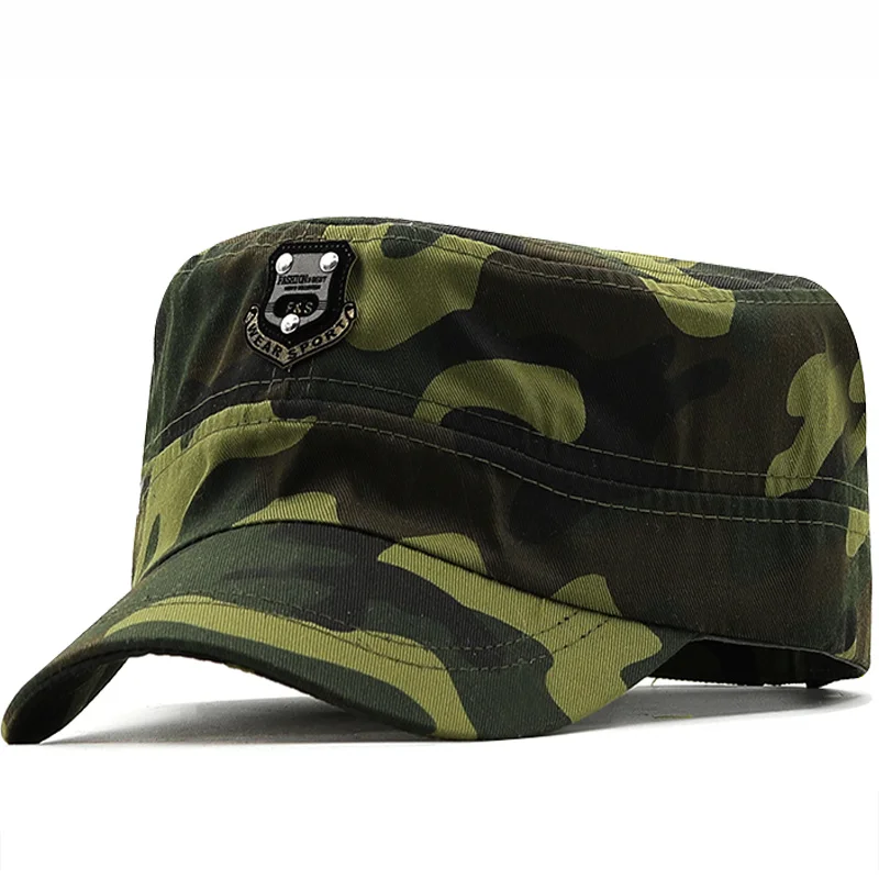 New Vintage Flat Top Men Washed Cap for Male Baseball Cap Summer Spring Men\'s Camouflage Sun Protection Military Cap Wholesale