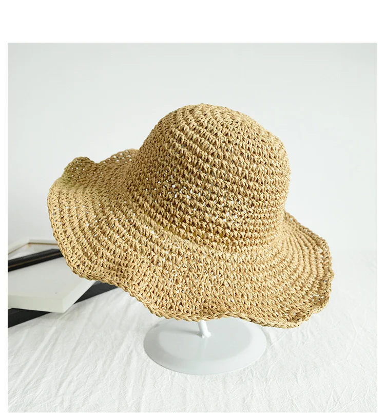 New Girl Raffia Sun Hat Wide Brim Floppy Summer Hats For Women Beach Panama Straw Dome Bucket Hat Femme Shade Hat