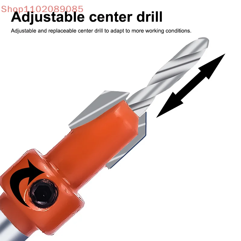8mm Woodworking Countersink Router Drill Bit Set Screw Extractor Router Bits Hole Punch Woodworking Tools For Wood Drilling