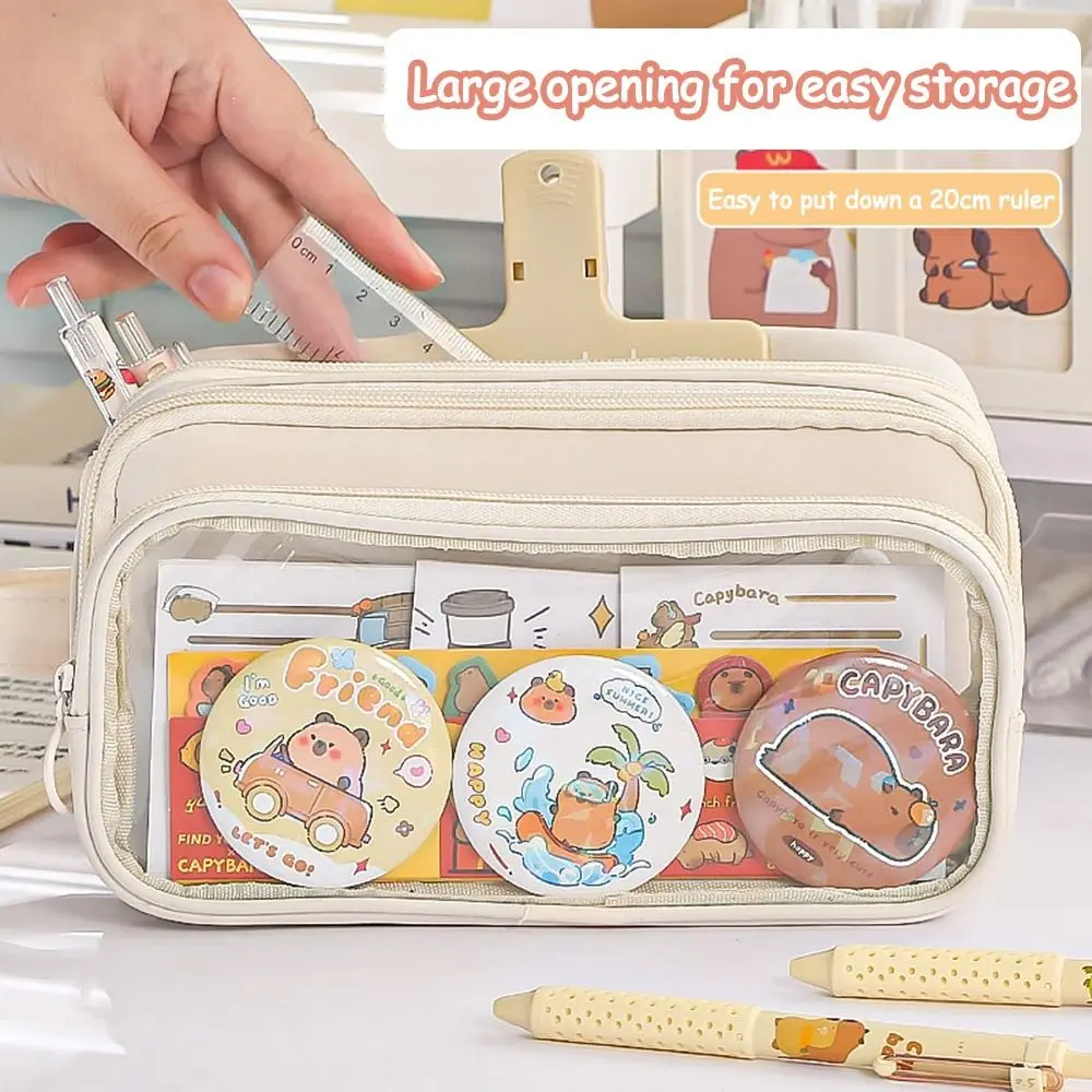 New Large Capacity Removable Pain Bag with Zipper Multifunctional Transparent Pencil Case Pencil Bag Student