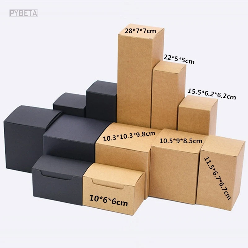 25pcs- Blank Paper Boxes Black Kraft Paper Card Case Cosmetics Sample Gift packaging boxes valve tubes