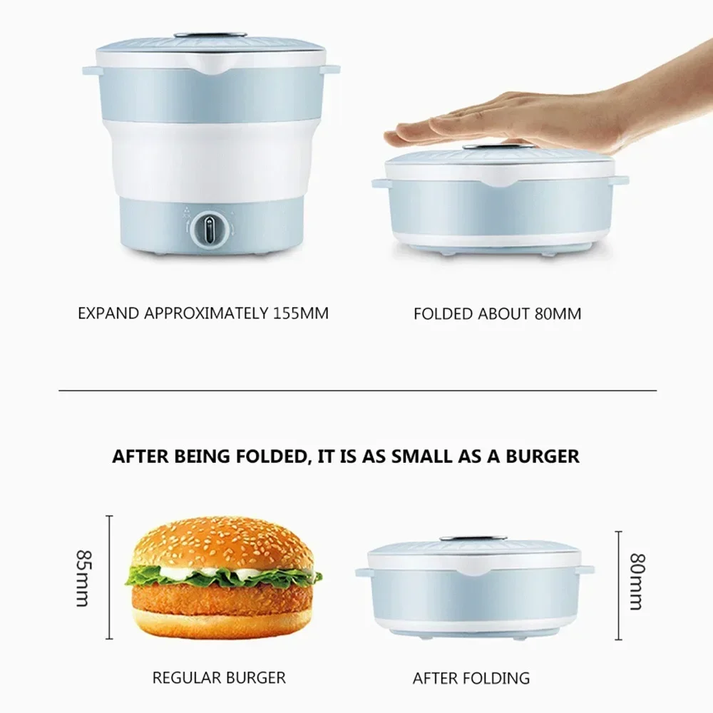 وعاء ساخن كهربائي صغير متعدد الوظائف ، وعاء غليان دوار منزلي ، وعاء ساخن صغير قابل للطي ، جديد