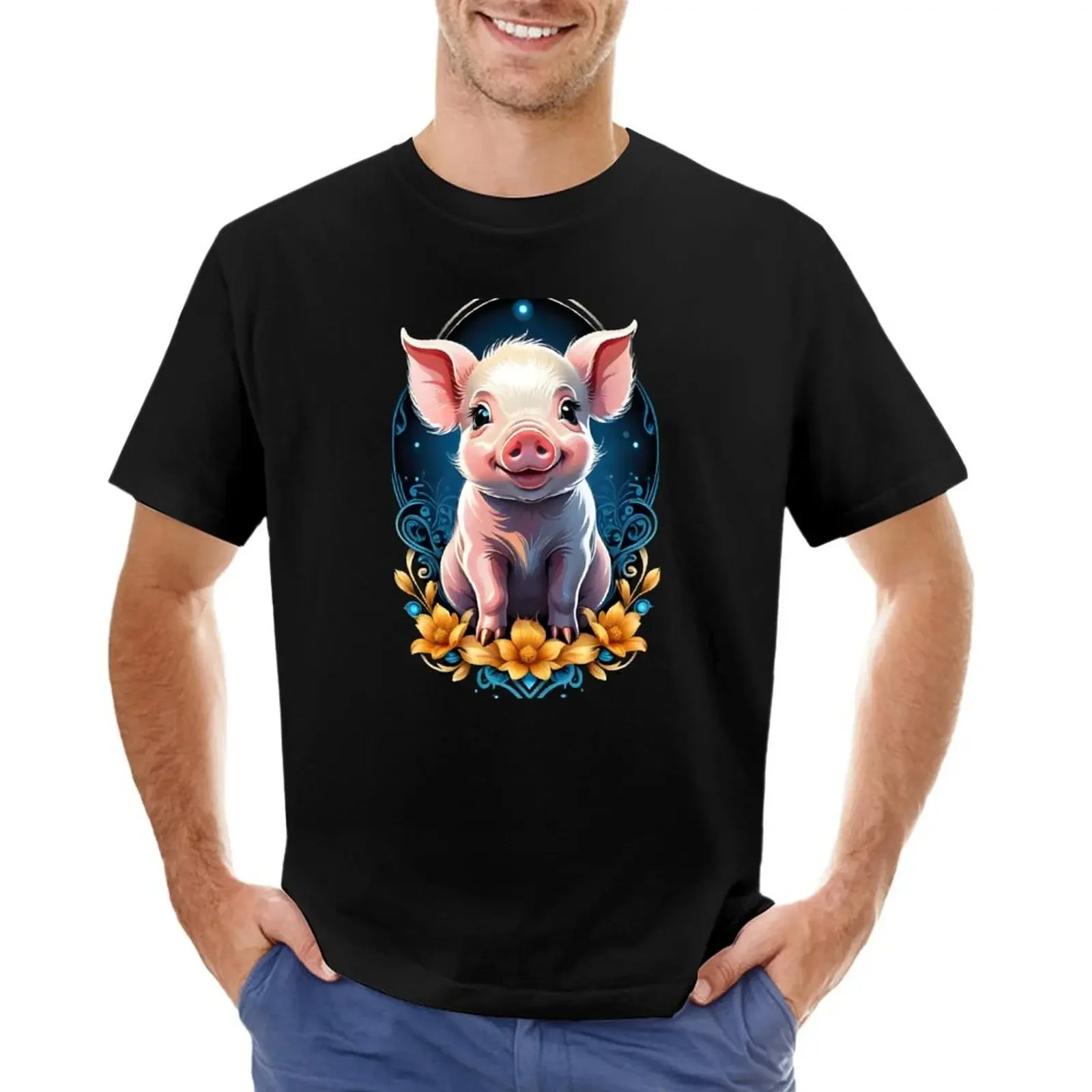 Adorable Piglet Paradise T-shirt summer tops quick drying oversizeds funny t shirts for men