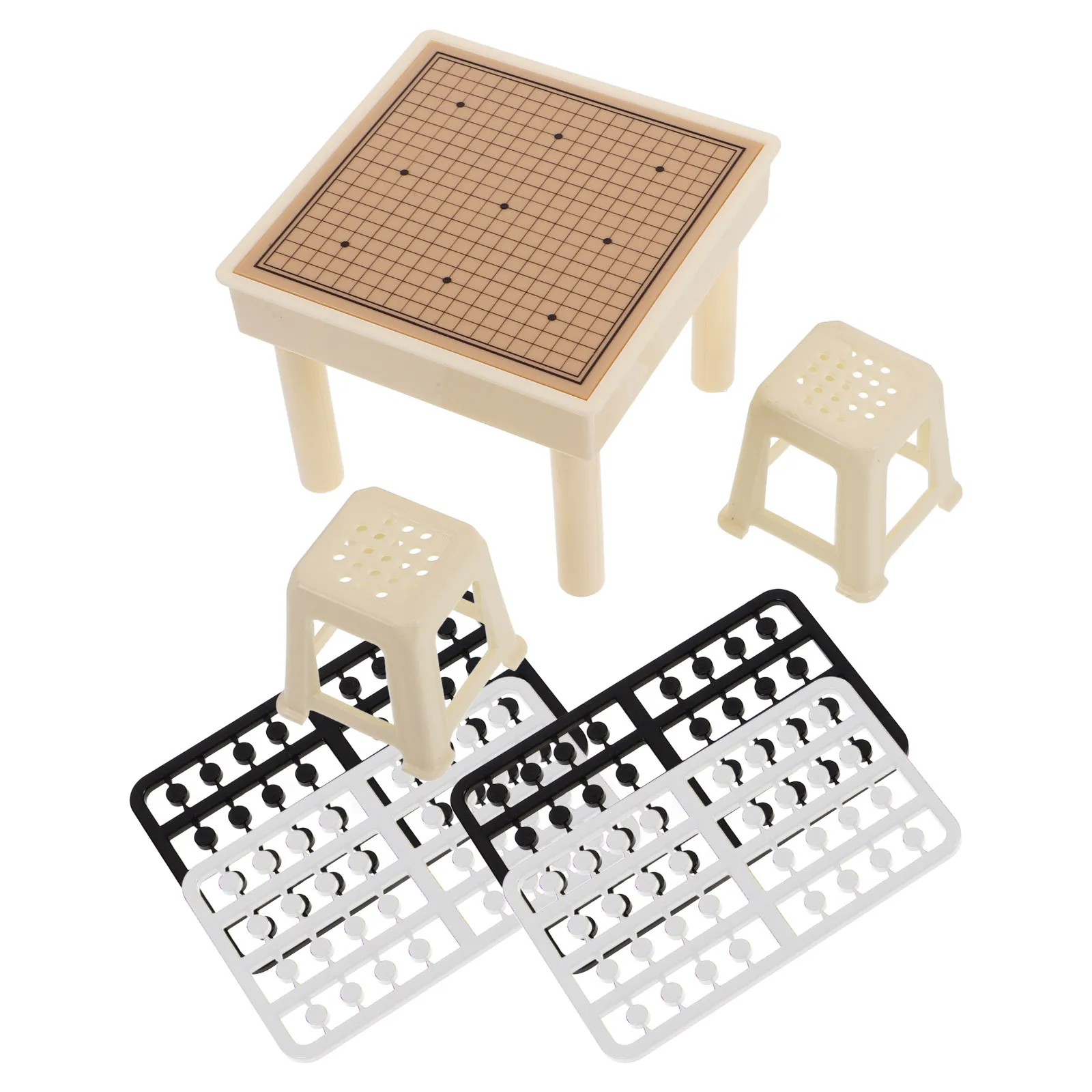 

1 Set Miniature Board Game Set Chinese Flying Chess Gobang Educational Family Strategy Games Miniature Scene Kit Desk Home Decor