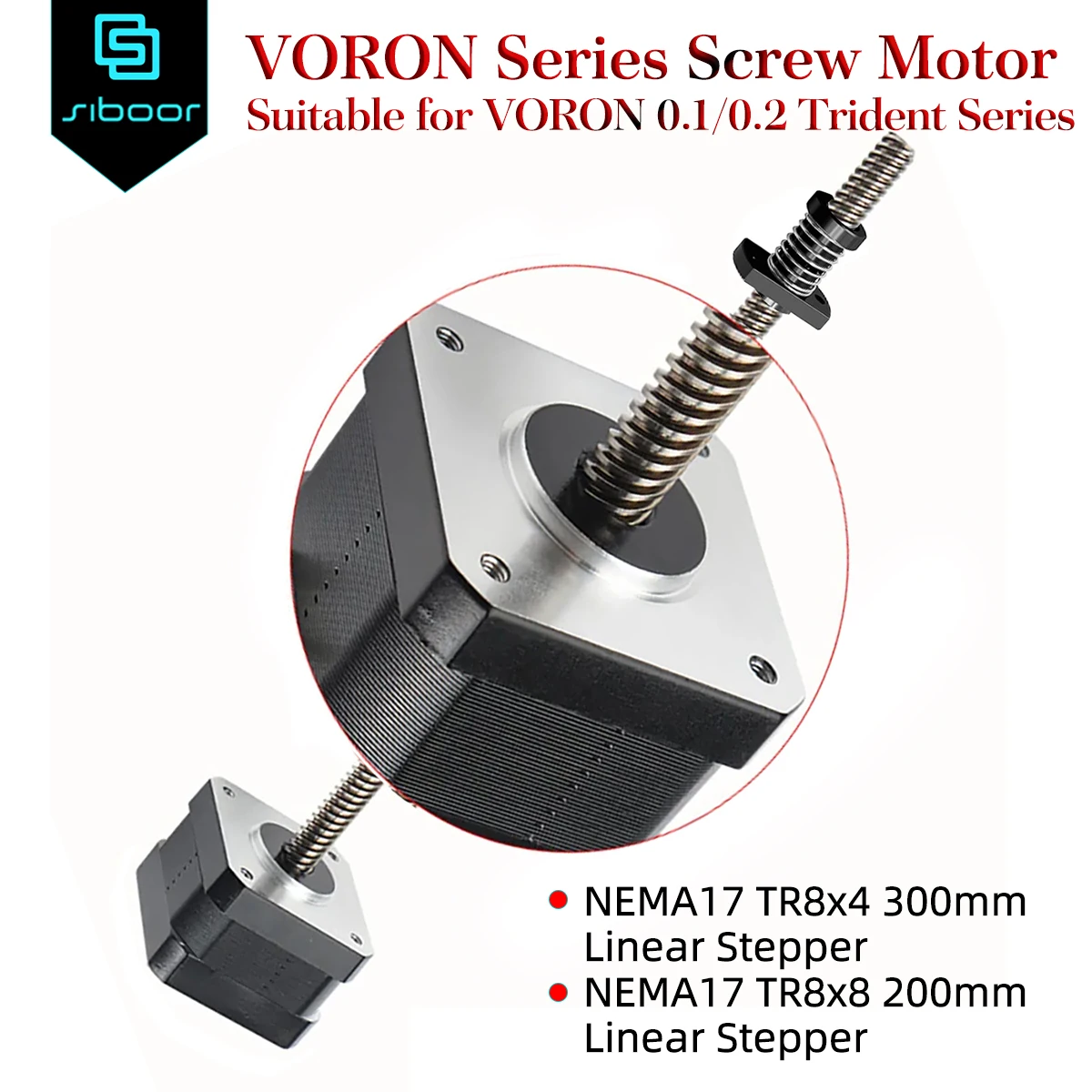 

VORON Trident Screw Motor NEMA17 TR8×8 200mm/TR8x4 300mm Linear Stepper Motor for VORON 0.1/0.2 Trident 3D Printer Series