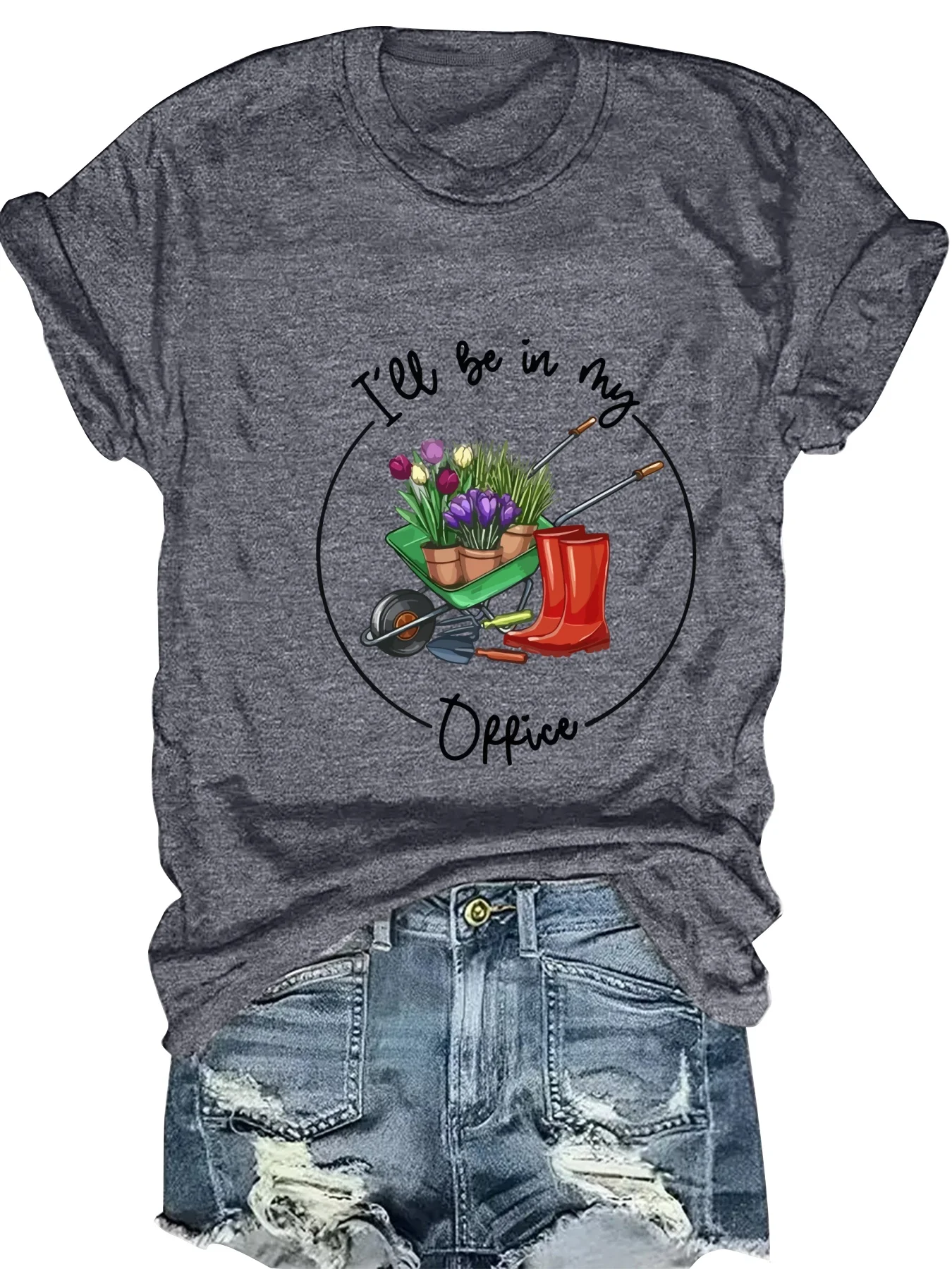 

Fashionable Geometric Print round Neck Short Sleeve Women's Top Trendy Print Design Ladies' T-Shirt