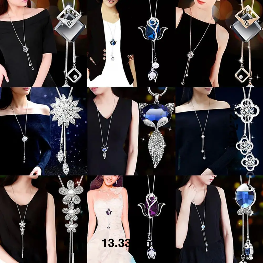 Women Necklace Chic Multiple Styles Pendant Necklace Long Sweater Chain Party Dress Necklace Jewelry Gift