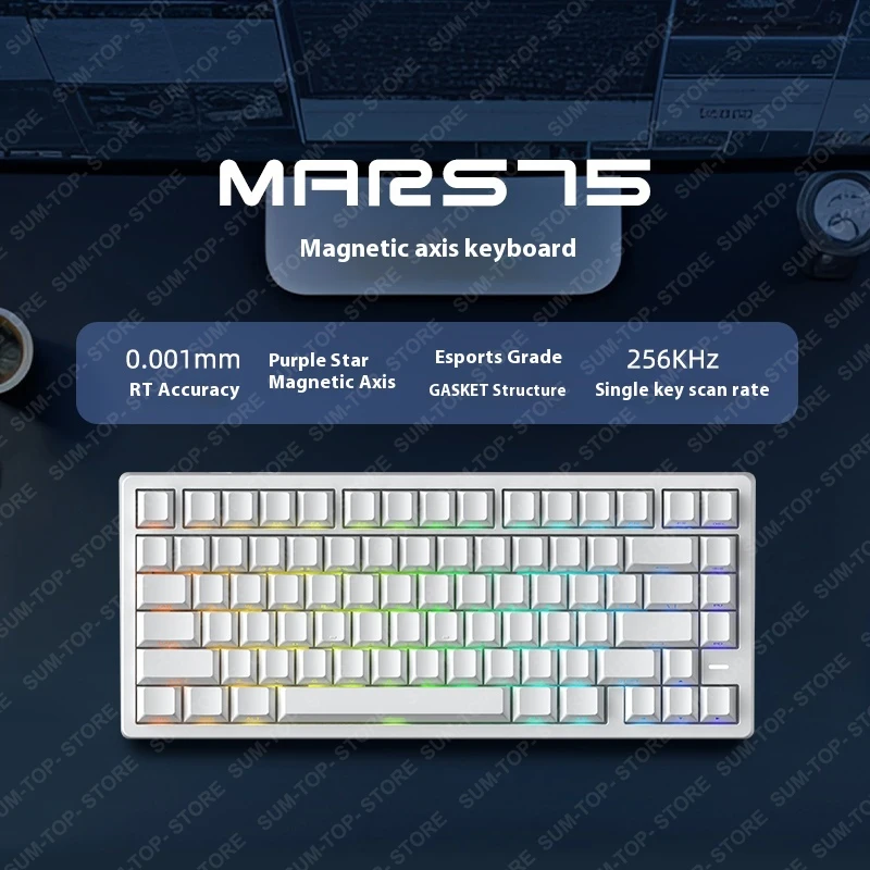 

Магнитная механическая клавиатура MARS75 Mars75 PRO, раскладка 75% RT0,001 мм, 8K, 0,125 мс, прокладка RGB с задержкой, аксессуар для проводной игровой клавиатуры
