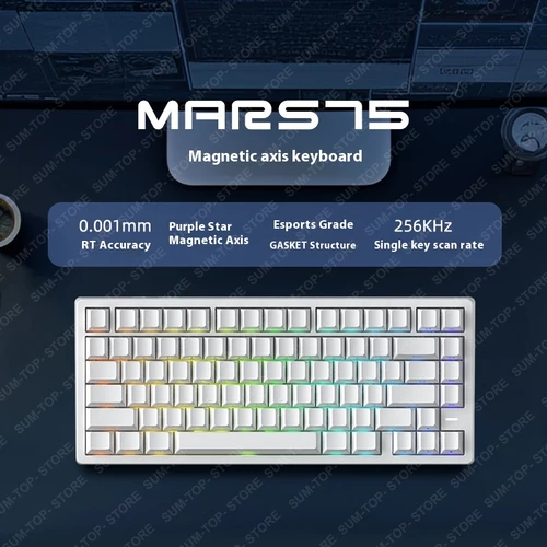 Imagen 1 del producto MARS75 Mars75 PRO Teclado mecánico magnético 75% diseño RT0.001mm 8K 0.125ms junta RGB de retardo accesorio de teclado para juegos por cable