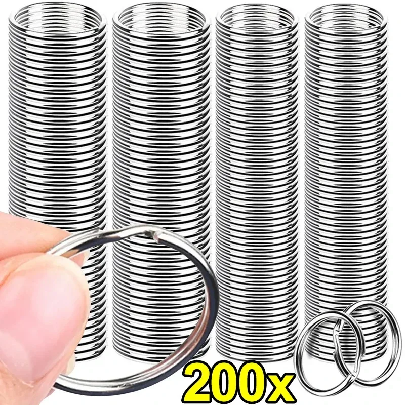 20-200pcs Stainless Steel Key Ring Key Chain 25mm Round Flat Round Split Keychain Polished Metal Blank Circle For DIY Findings