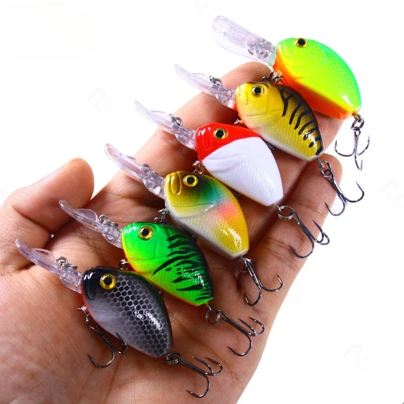 New Rock Little Fat Fish Bait 6.5CM 7.5G Luya Fake Bait Long Tongue Plate Deep Dive Plastic Hard Bait