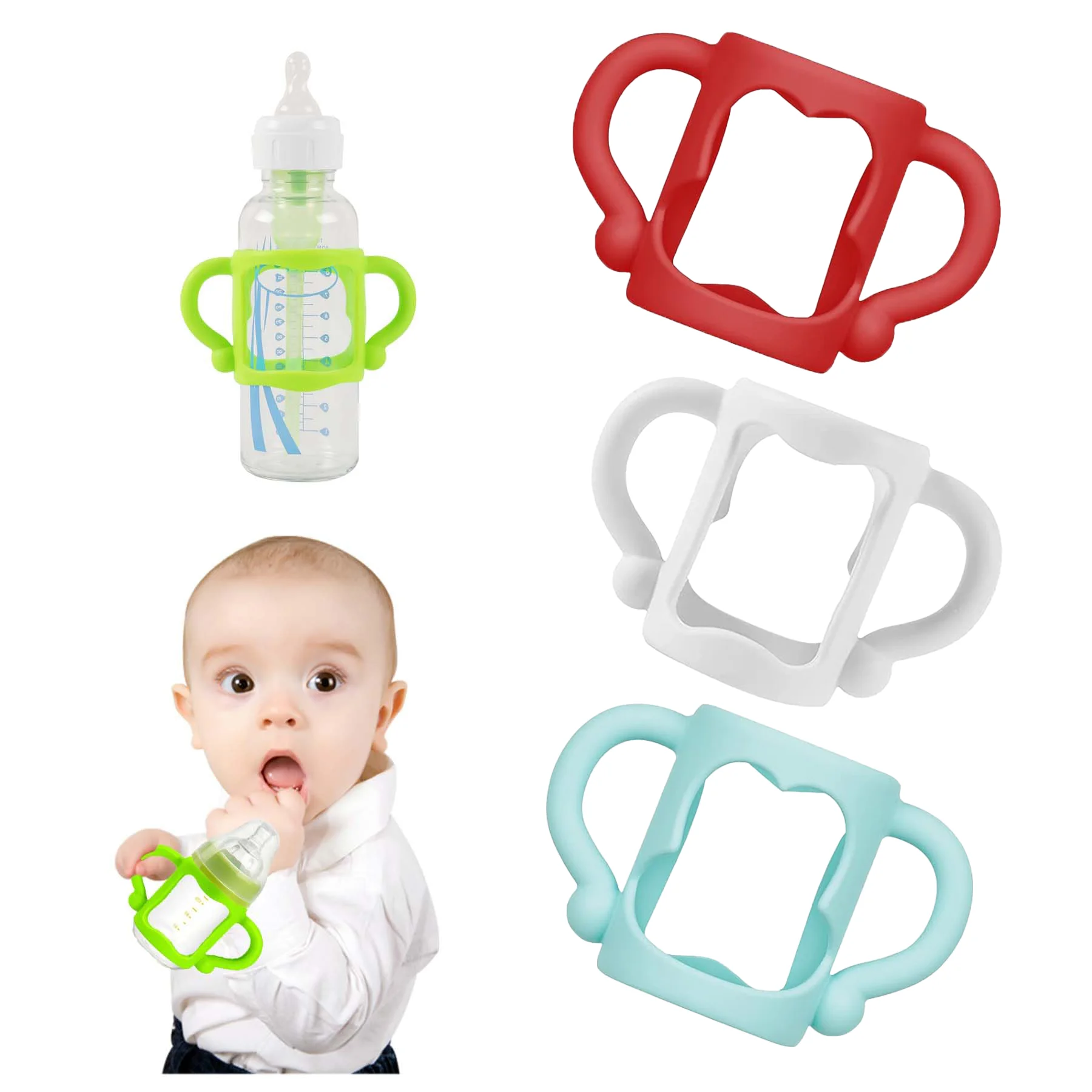 

Ручки для детских бутылочек, прочная пищевая силиконовая ручка для бутылочек для детских бутылочек с широким горлышком, универсальная ручка для детской бутылочки