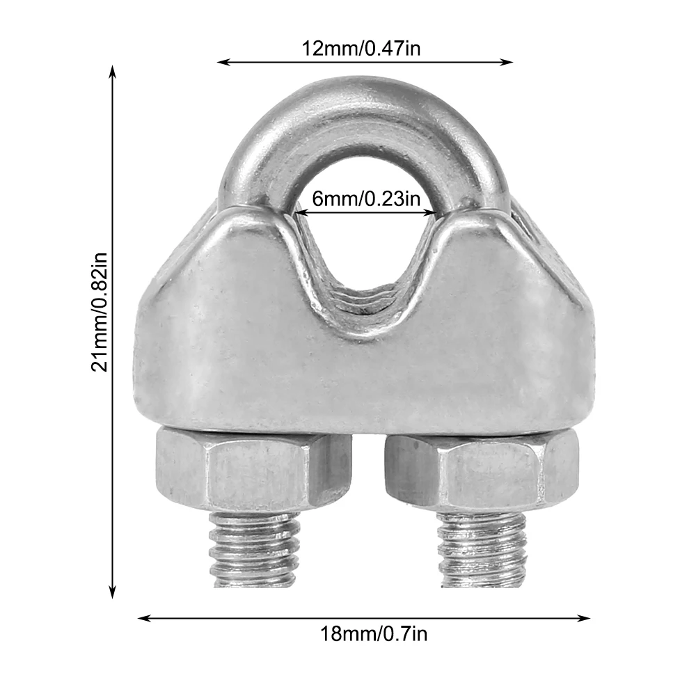 12pcs M3 Cable Clamps,U type Steel Wire Rope Clip,Bolts Saddle Fastener Cable Rope Clamps, for Rigging Rope Tension Cable Garden