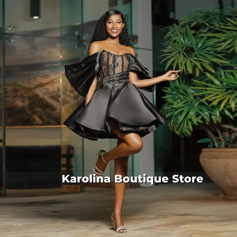 

Sexy Satin Aline Homecoming Dress Off the Shoulder Illusion Beads Lace up Vestidos De Festa Customised Drop Shipping