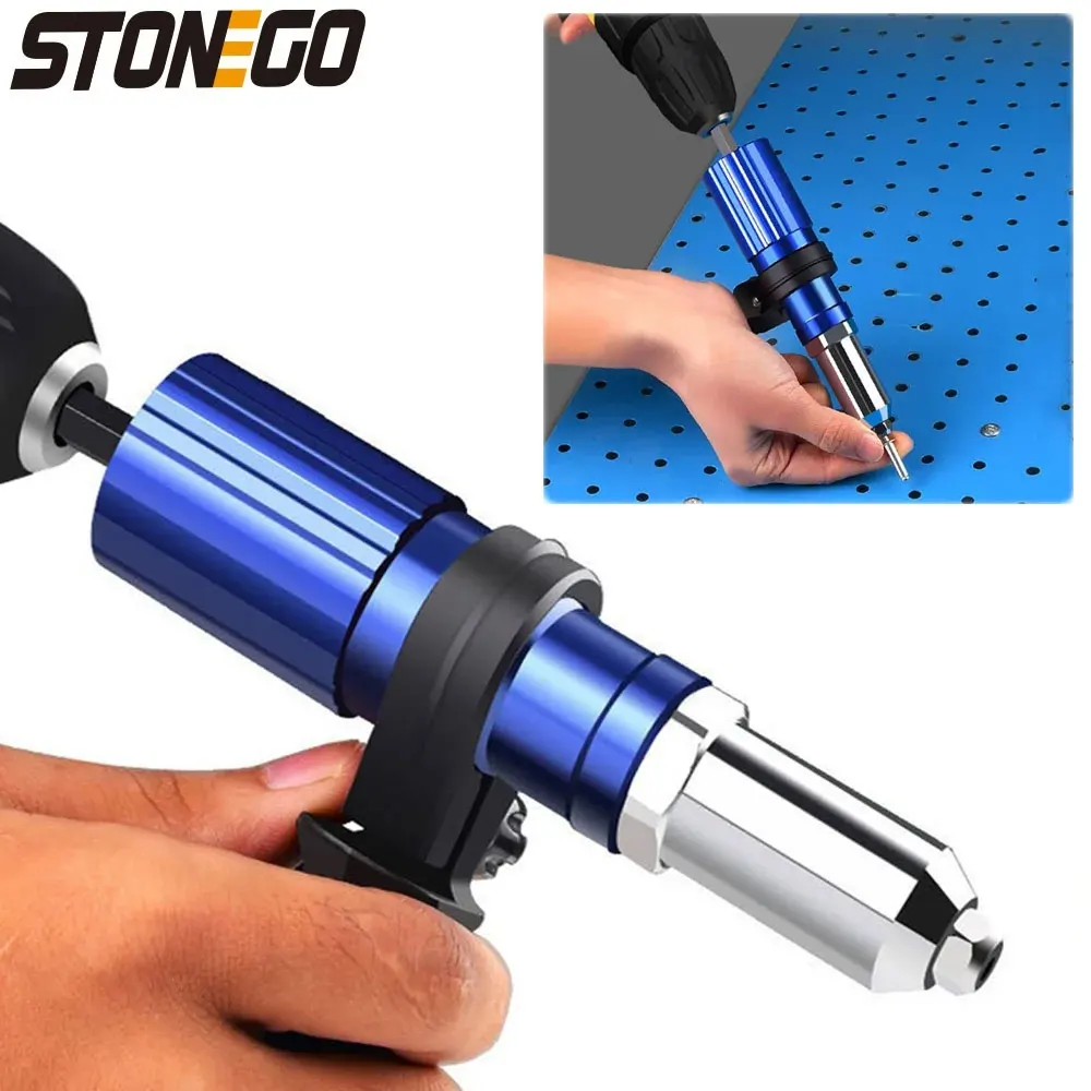 

STONEGO Electric Rivet Gun Adapter 2.4mm-4.8mm Rivet Nut Gun Drill Adapter Cordless Rivet Tool Insert Nut Pull Rivet Tool