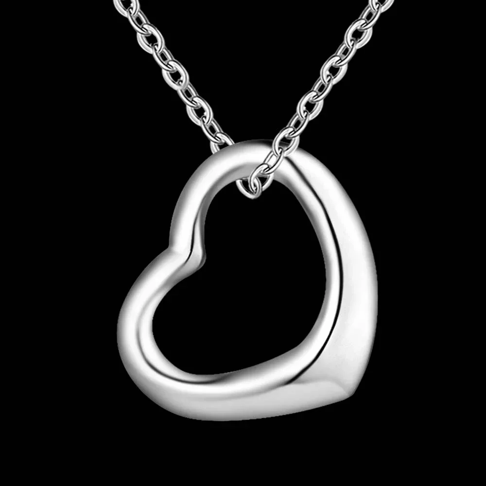 Hot Popular brand 925 Sterling Silver romantic heart Pendant Necklace For Women Holiday gift fashion party wedding charm Jewelry