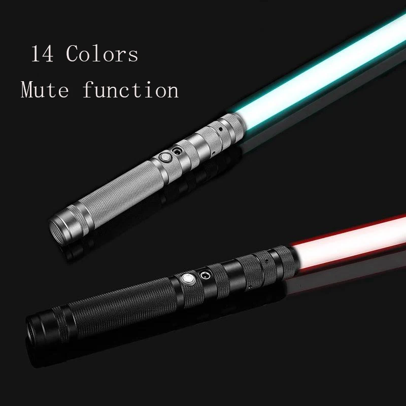 Metal Handle RGB Lightsaber 14-Colors Variable With Hitting Sound Effect Mute Duel Lightsaber LED USB Charging For Kids Gift