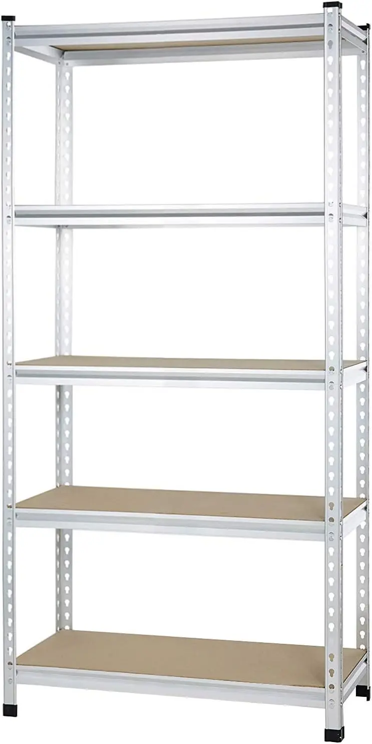 Amazon Basics Medium Duty Storage Shelving Double Post Press Board 5 tier Shelf, Aluminum, 36 x 18 x 72