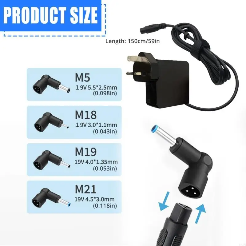 Y88B خفيفة الوزن 19V 3.42A 65W 5.5x2.5mm 4.0x1.35mm 4.5x3.0mm 3.0x1.1mm محول محول الكمبيوتر المحمول لـ x7555j ux481 ux481fl