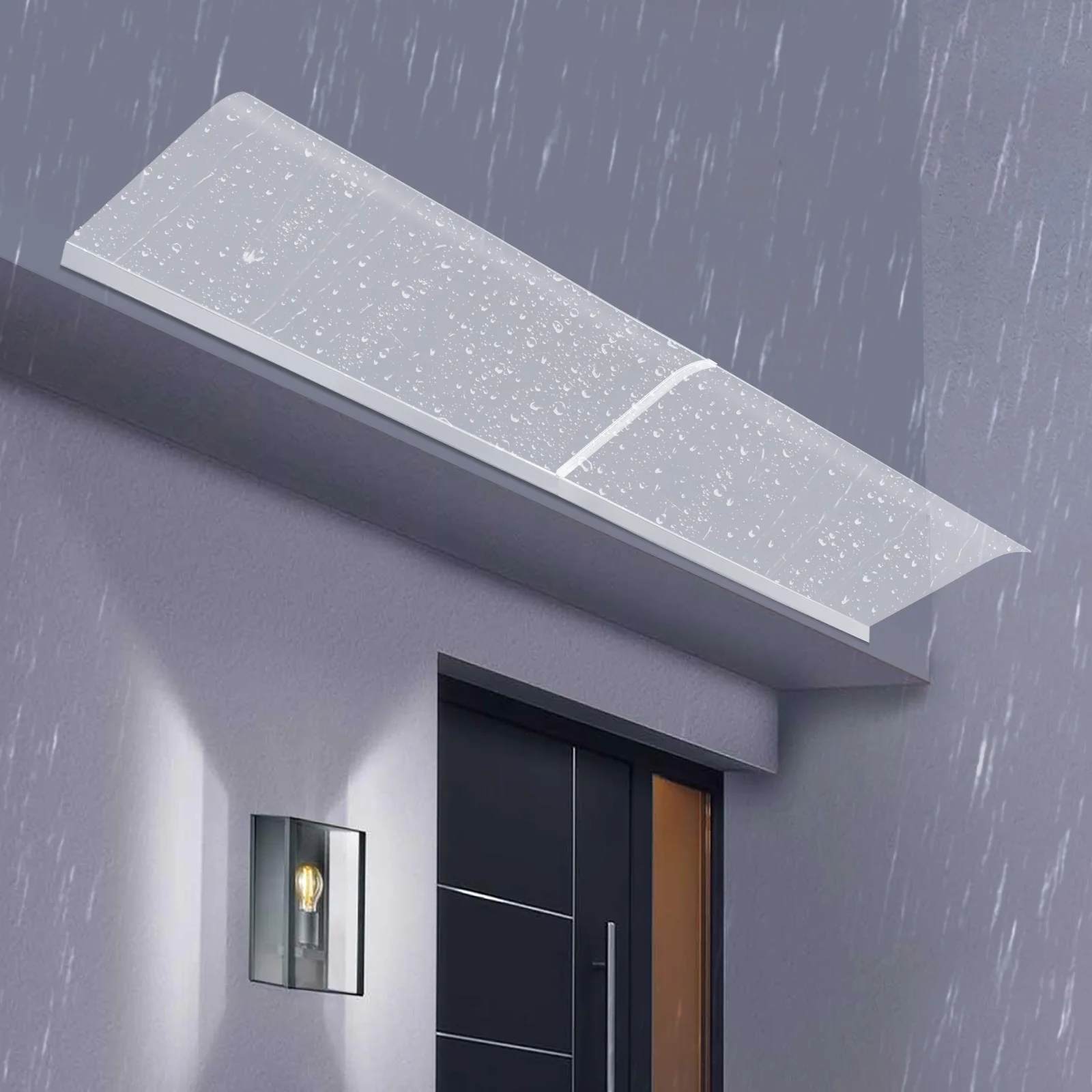 200×50cm Transparentes Vordach - PET/ABS Haustür-Fenstermarkise für Sonnenschutz & Wasserdichtigkeit