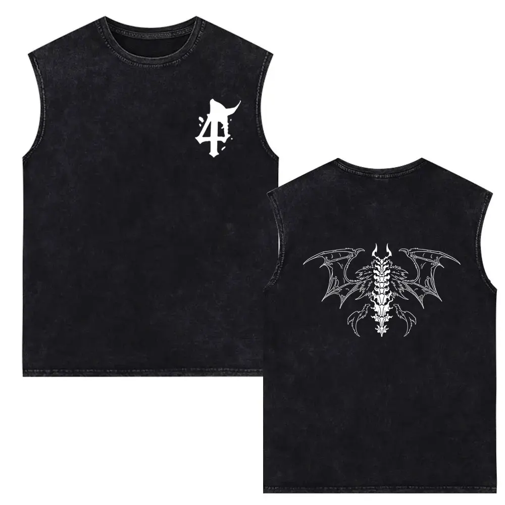 

Hot Sale Skeleton Vintage Washed Tank Tops Bodybuilding Fitness Gym Funny Sleeveless Vest Men Women Casual Oversized T Shirts