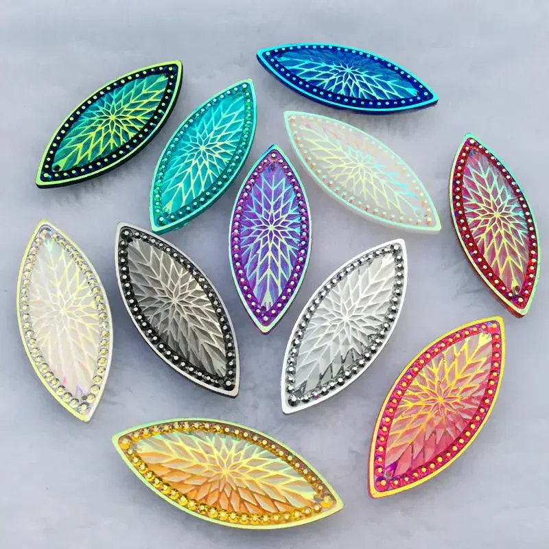 20*50mm 8pcs Shine Crystal AB Color Base Sew On Rhinestone Sew On Stones Spacer buttons for DIY Garment Jewelry A94*2