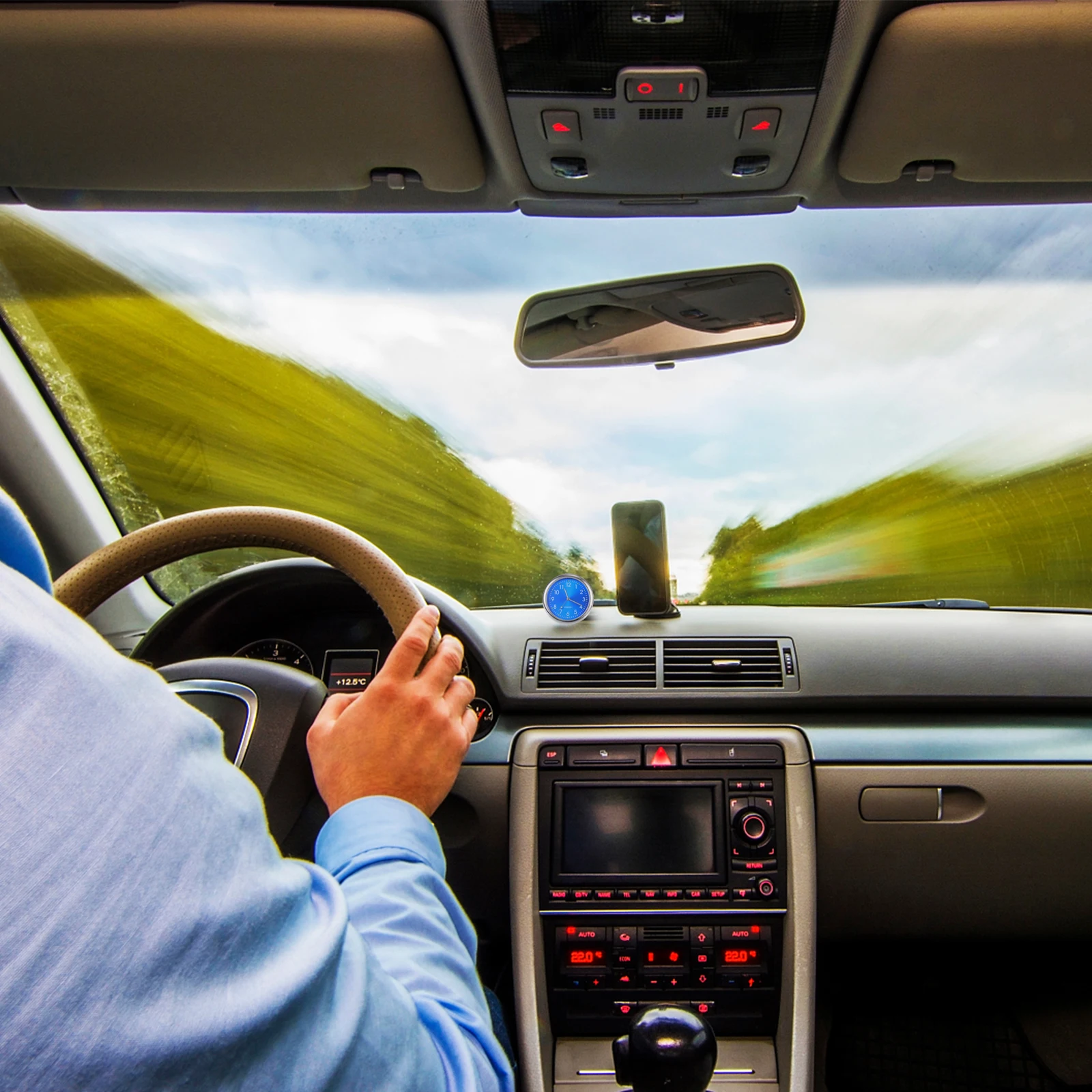 

1pc Quartz Clock Car Dashboard Blue Bottom Luminous Timepiece Vehicle Interior Decorations Practical Affordable Price Durability