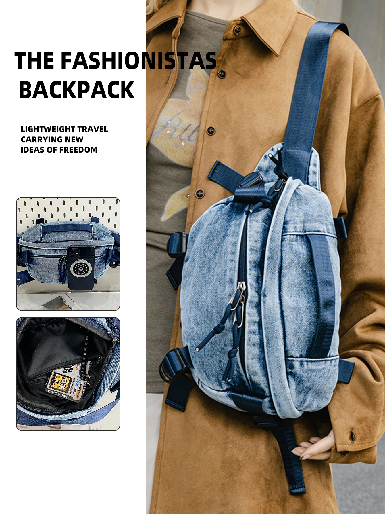 Custom Logo Western Cowboy Simple Crossbody Bag Women's Shoulder Bag Daily Commute Lightweight Sports Phone Backpack Men's DIY