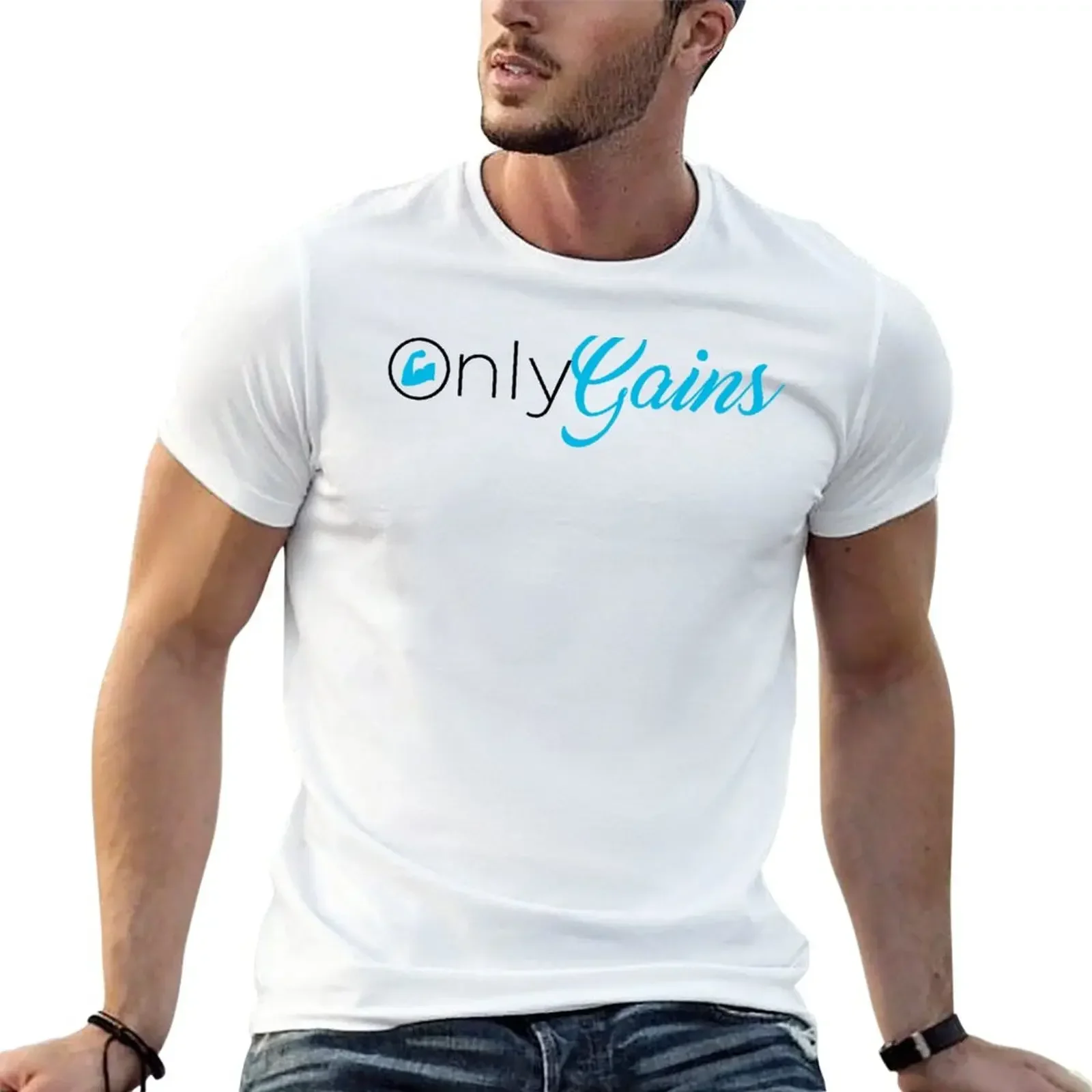 OnlyGains-Camiseta de entrenamiento divertida para hombre, tops de aduana, blusa gráfica