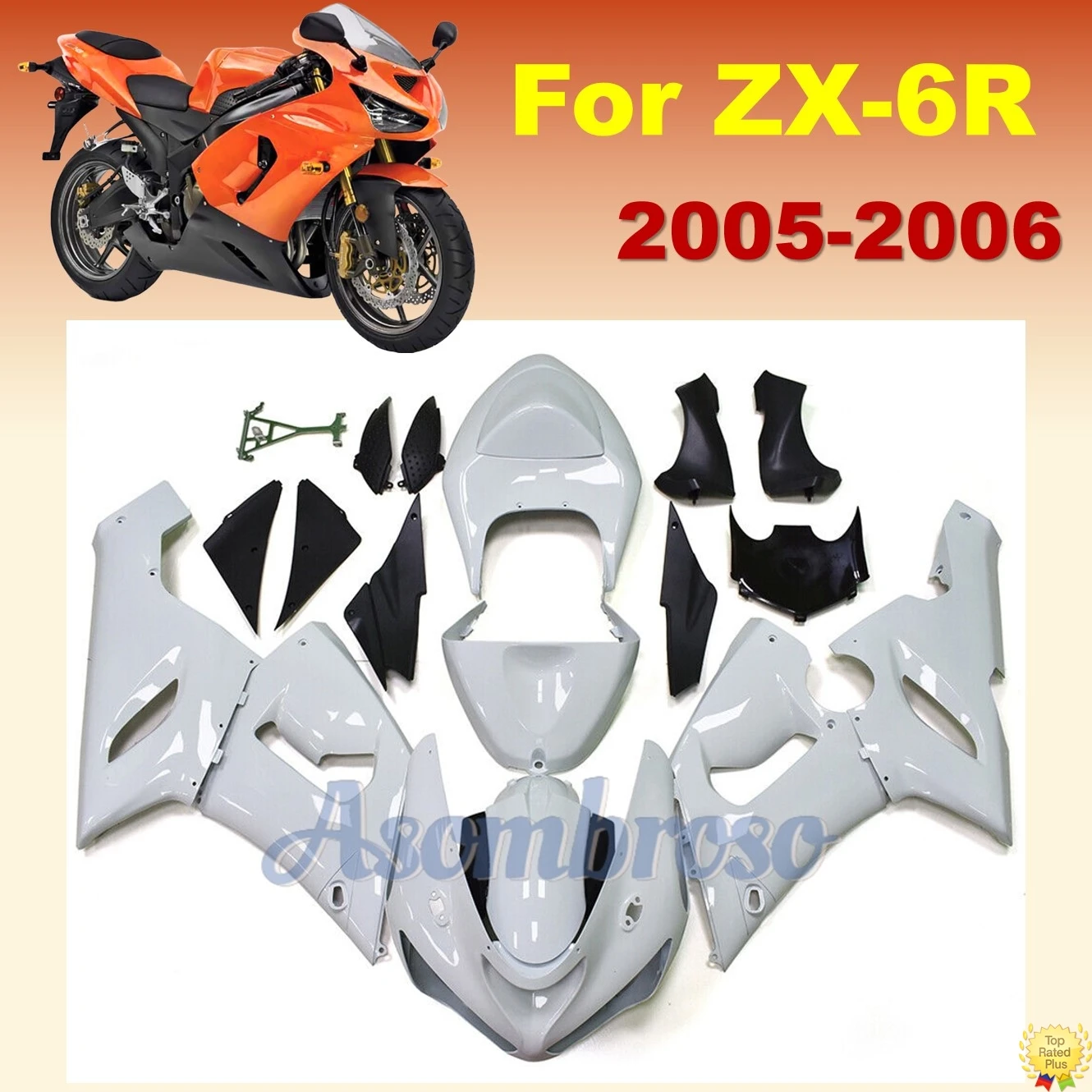 

Motorcycle Full Fairing For Ninja ZX-6R 2005 2006 ZX6R ZX636 05 06 ZX 6R Pure White Body set High Quality