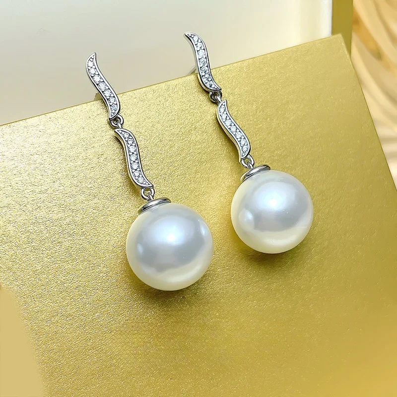 Luxury socialite pearl earrings with 925 sterling silver, new trendy and elegant style, cool and cool Australian white