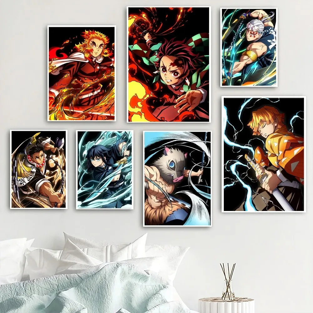 bilibili Demon Slayer Poster Home Room Decor Livingroom Bedroom Aesthetic Art Wall Painting Stickers