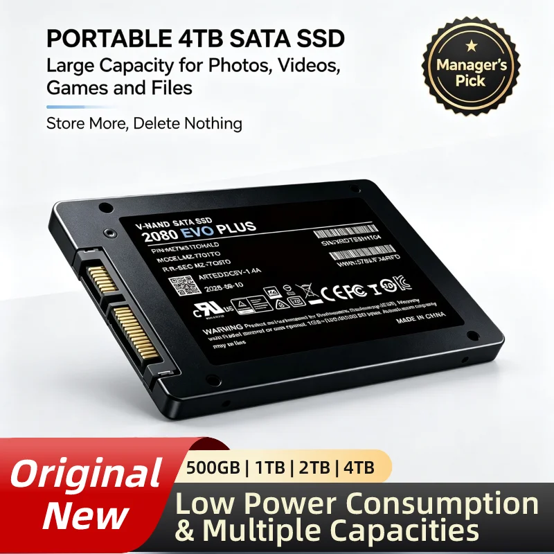 Brand New 2080 EVO Plus 2.5-Inch SATA3 SSD, Inside Solid State Drive, 500GB/2TB/1TB/4TB, Storage Disk, Notebook, Laptop.