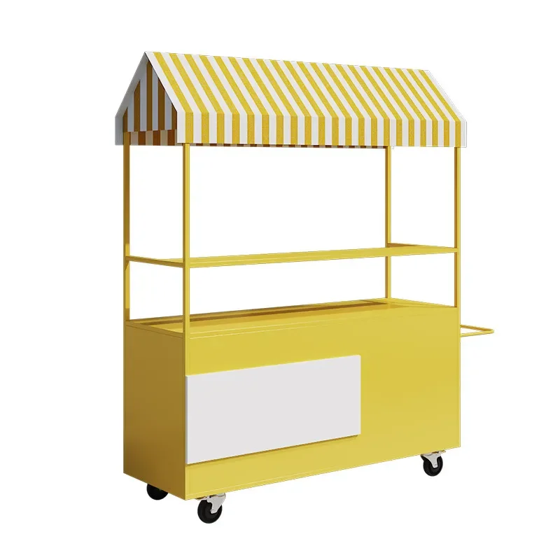 Multifunctional Food Truck Stall Cart with Shelves Commercial Snack Trolley for Night Market Street Vendor Display