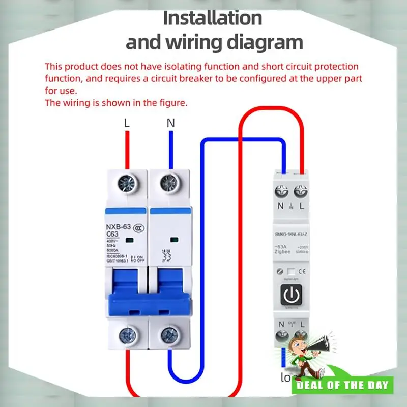 24-Hour Delivery TUYA 63A 1P+N Zigbee Smart Circuit Breaker With Metering Smart Home Wireless Remote Control Smart Life Alexa Ho