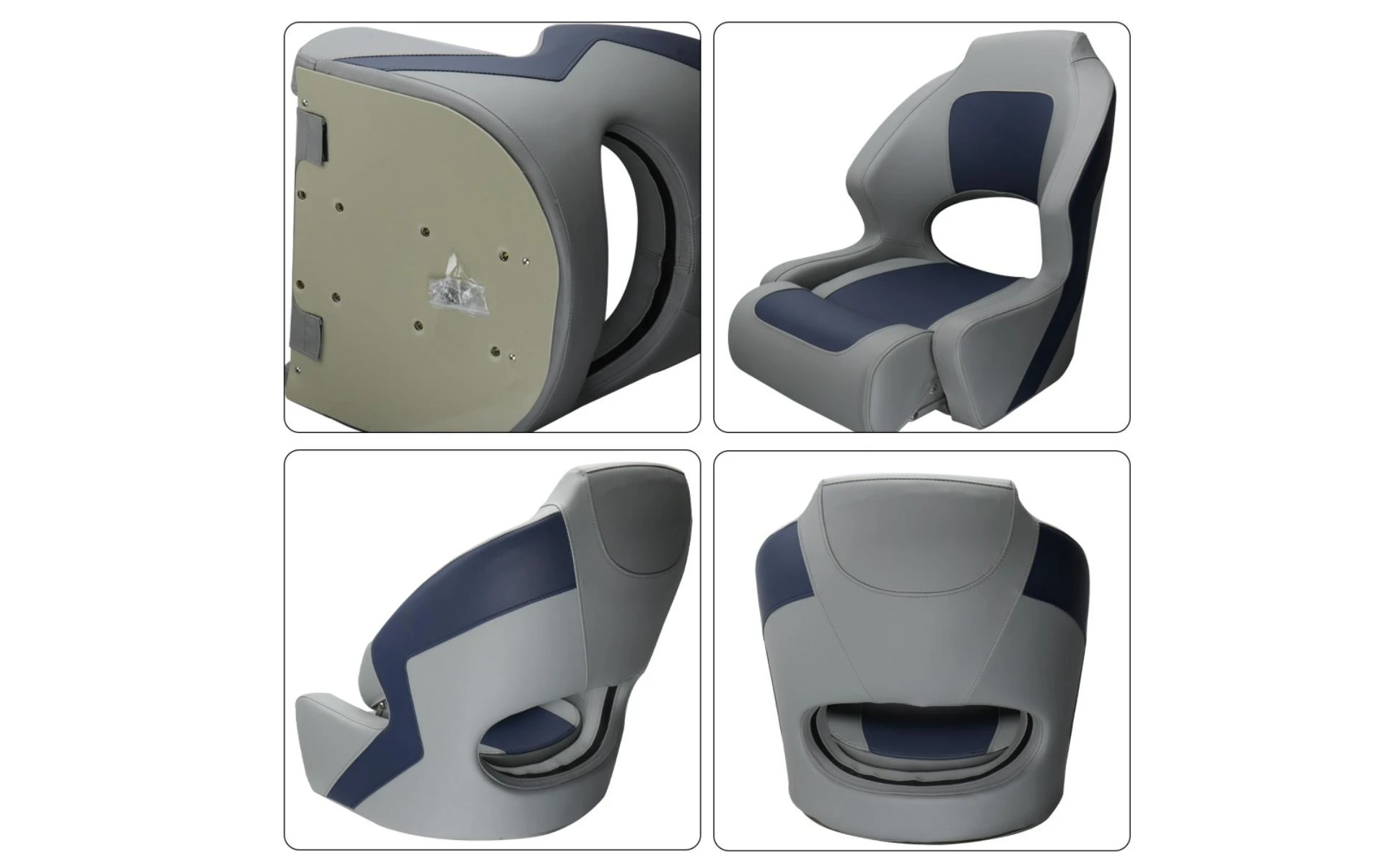 Boat Captain Chair Impermeable Two-tone High-back Seat with Cushion Marine-grade Seating for Boat Owners and Speedboats