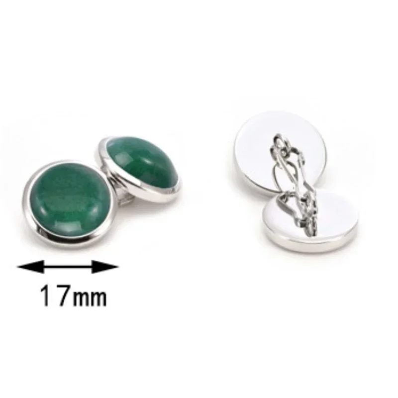 Natural Stone French Cufflinks Reversible Blue Sandstone Malachite Chain Cuff Links High-end Men\'s Business Suit Shirt Buttons