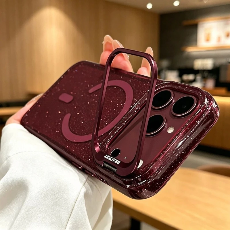 Luxury Luxury Bling Glitter Camera Protection Stand Holder Clear Case For iPhone 18 17 16 15 14 13 Pro Max For Magsafe Shockproof Cover - Aliexpress Deal