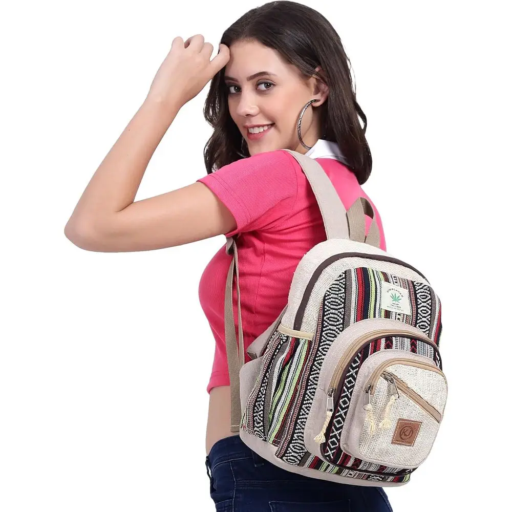 KayJayStyles Handmade Natural Hemp Nepal Backpack se, Small Lightweight Daypack (DAYPACK1)