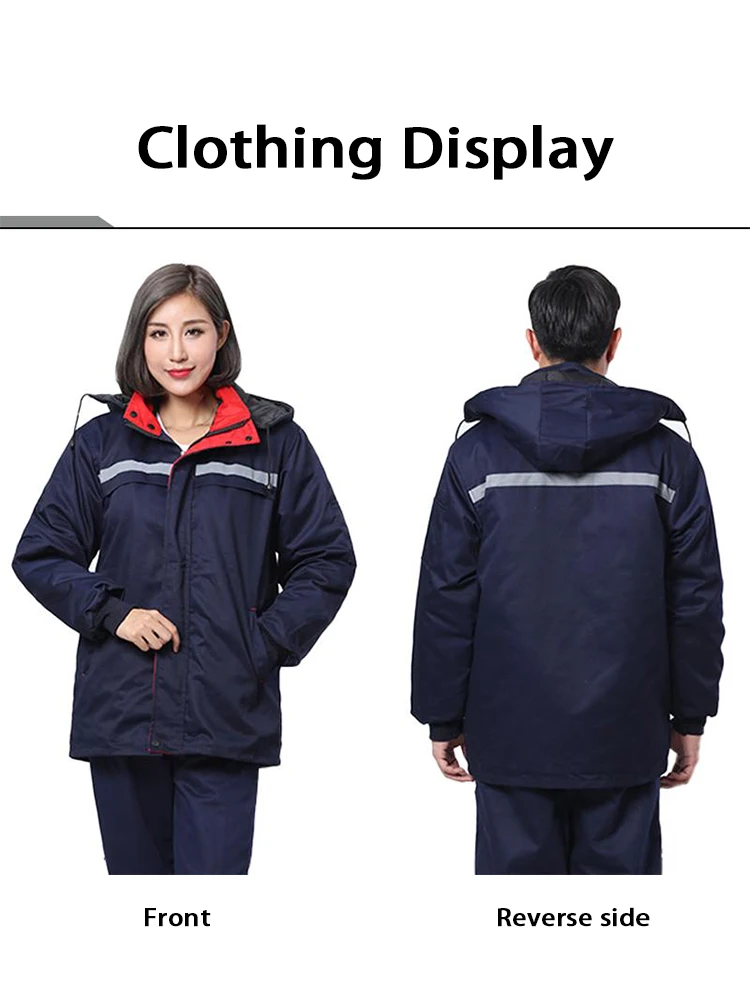 بدلة عمل شتوية عاكسة قابلة للفصل معطف معزول حراري لمحلات إصلاح البناء ملابس عمل متعددة المشاهد
